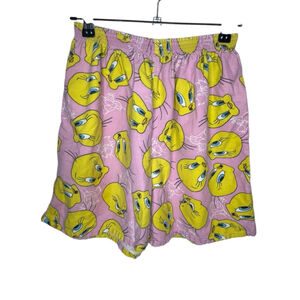 Vintage Looney Toon Tweety Bird Pink Cartoon Lounge Pajama Shorts